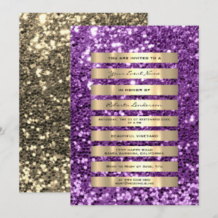 Glitter gouden strepen Champagne Blush Violet Paar Kaart