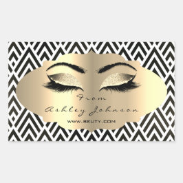 Glitter gouden wimperogen van zwart witte Chevron Rechthoekige Sticker