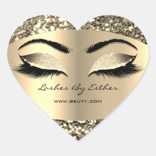 Glitter gouden wimpers van Cleaner Web Girly Heart Hart Sticker