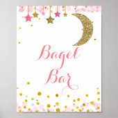 Glitter goudroze maan waterverf Bagel Bar Sign Poster (Voorkant)