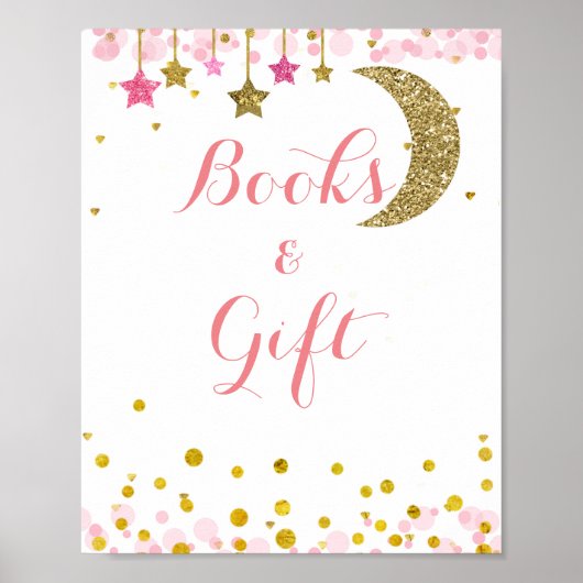 Glitter goudroze maan waterverf Cadeaubord Poster (Voorkant)