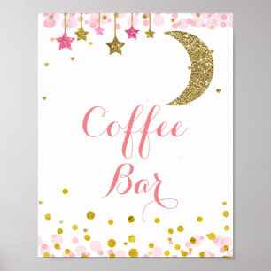Glitter goudroze maan waterverf Koffieborden Poster