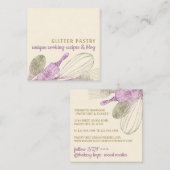 Glitter goudstoffige roze banketbakkerij vierkante visitekaartje (Voorkant / Achterkant)