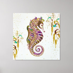 Glitter Goudzedenregenboogzeepaardglitter Canvas Afdruk