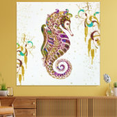 Glitter Goudzedenregenboogzeepaardje Canvas Afdruk (Insitu (Woonkamer))