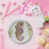 Glitter Goudzedenregenboogzeepaardje Papieren Bordje (Feest)