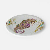 Glitter Goudzedenregenboogzeepaardje Papieren Bordje (Gekanteld)