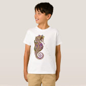 Glitter Goudzedenregenboogzeepaardje T-shirt (Voorkant volledig)