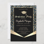 Glitter Grad Cap,Glitter Blue Leopard Graduation  Kaart (Voorkant)