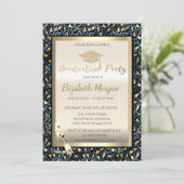 Glitter Grad Cap,Wine Glass Leopard Print Kaart (Staand voorkant)