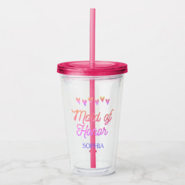 Glitter Gradation Heart Maid of Honor Acryl Drinkbeker