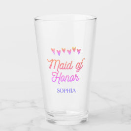 Glitter Gradation Heart Maid of Honor Glass Glas