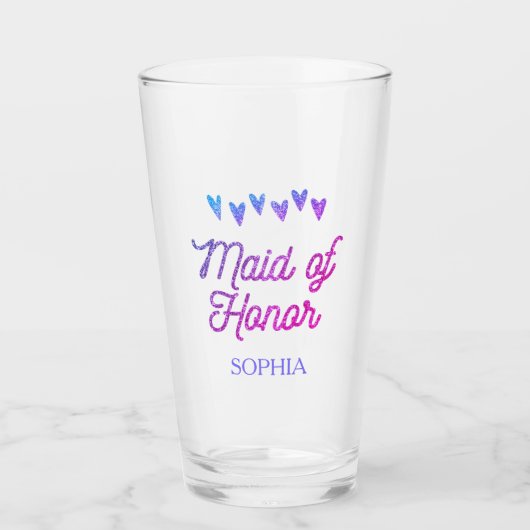 Glitter Gradation Heart Maid of Honor Glass Glas (Voorkant)