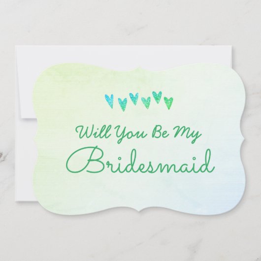 Glitter Gradiënt Hart Wil Je Mijn Bruidsmeisje Zij Kaart (Voorkant)