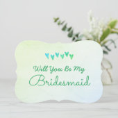Glitter Gradiënt Hart Wil Je Mijn Bruidsmeisje Zij Kaart (Staand voorkant)