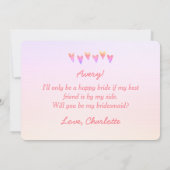 Glitter Gradiënt Hart Wil je mijn bruidsmeisje zij Kaart (Achterkant)