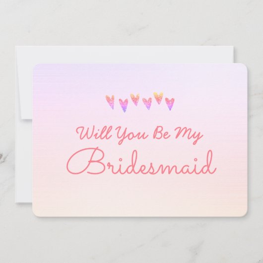 Glitter Gradiënt Hart Wil je mijn bruidsmeisje zij Kaart (Voorkant)