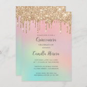 Glitter Gradient Quinceañera Birthday Kaart (Voorkant / Achterkant)