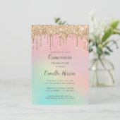 Glitter Gradient Quinceañera Birthday Kaart (Staand voorkant)