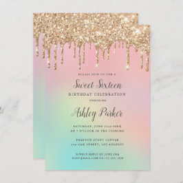  Glitter Gradient Sweet 16 Birthday Kaart