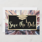 Glitter Graduation Cap, Abstract sparen de Datum Save The Date (Voorkant)