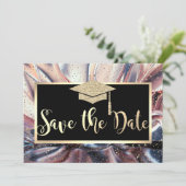 Glitter Graduation Cap, Abstract sparen de Datum Save The Date (Staand voorkant)