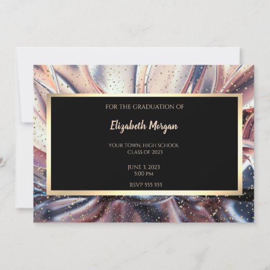 Glitter Graduation Cap, Abstract sparen de Datum Save The Date (Achterkant)