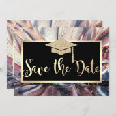 Glitter Graduation Cap, Abstract sparen de Datum Save The Date (Voorkant / Achterkant)