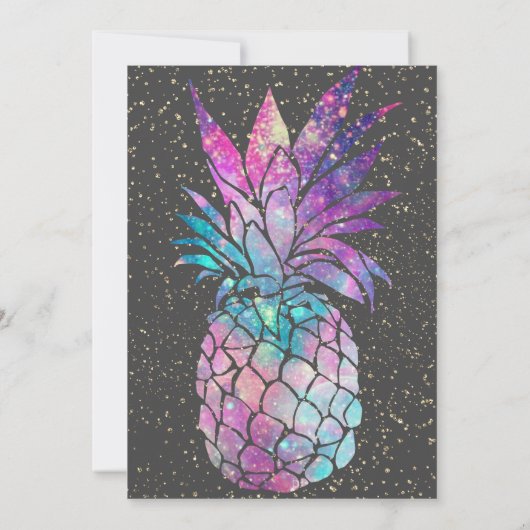 Glitter Graduation Cap, ananas, Confetti Kaart (Achterkant)