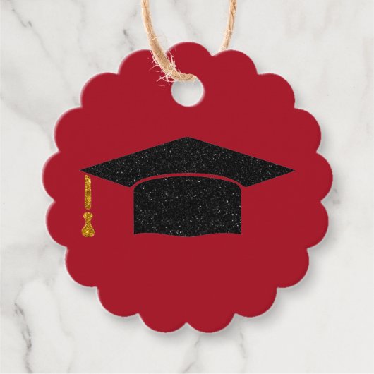 Glitter Graduation Cap Bedankjes Labels (Voorkant)
