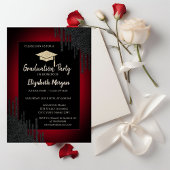 Glitter Graduation Cap, Black Drift Dark Red Kaart