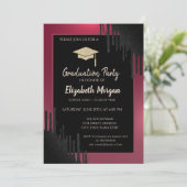 Glitter Graduation Cap, Black Drift Red Kaart (Staand voorkant)