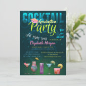 Glitter Graduation Cap, Cocktail Afstuderen Kaart (Staand voorkant)