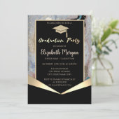 Glitter Graduation Cap, Confetti marmer Afstuderen Kaart (Staand voorkant)