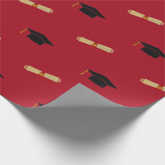 Glitter Graduation Cap & Diploma Cadeaupapier (Hoek)