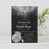 Glitter Graduation Cap, Disco Ball Confetti, Wine Kaart (Staand voorkant)