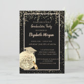 Glitter Graduation Cap, Disco Ball Confetti, Wine Kaart (Staand voorkant)