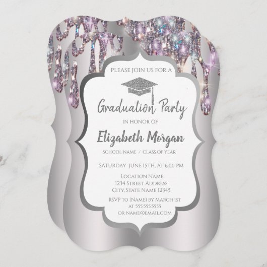 Glitter Graduation Cap, Drift Afstuderen Kaart (Voorkant / Achterkant)