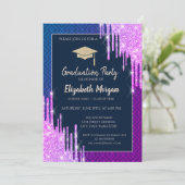 Glitter Graduation Cap,Drips Geometric Graduation Kaart (Staand voorkant)