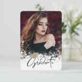 Glitter Graduation Cap Foto Graduation Party Kaart (Staand voorkant)