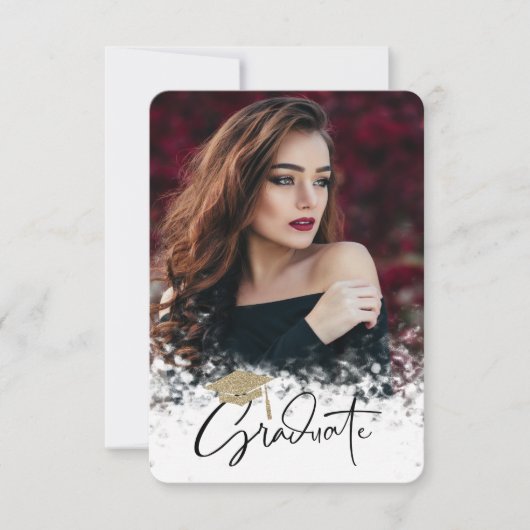 Glitter Graduation Cap Foto Graduation Party Kaart (Voorkant)