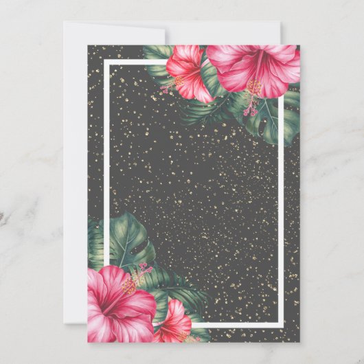 Glitter Graduation Cap,Hibiscus,Confetti Afstudeer Kaart (Achterkant)