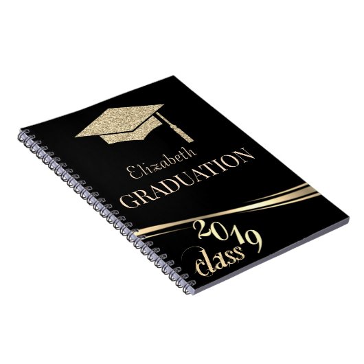 Glitter Graduation Cap, Klasse 2019 Notitieboek (Rechterzijde)