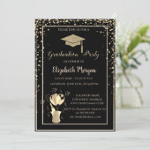 Glitter Graduation Cap Lijst Graduation Party Kaart (Staand voorkant)