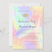 Glitter Graduation Cap, Ombre druppels Holografisc Kaart (Voorkant)