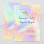 Glitter Graduation Cap, Ombre druppels Holografisc Kaart (Voorkant / Achterkant)