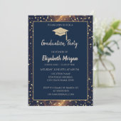 Glitter Graduation Cap, Polka Dots, Navy Blue Kaart (Staand voorkant)