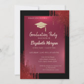 Glitter Graduation Cap, Red Drives Black Afstudere Kaart (Voorkant)