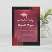 Glitter Graduation Cap, Red Drives Black Afstudere Kaart (Staand voorkant)
