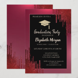 Glitter Graduation Cap, Red Drives Red Afstuderen Kaart